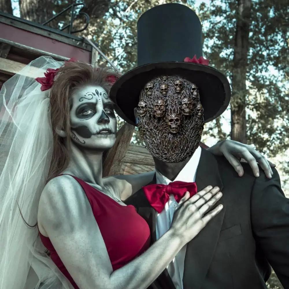 

Soft Cosplay Costume Ornament Creepy Halloween Headgear Realistic Full Face Masquerade Skull Head Mask Party Supplies Creative