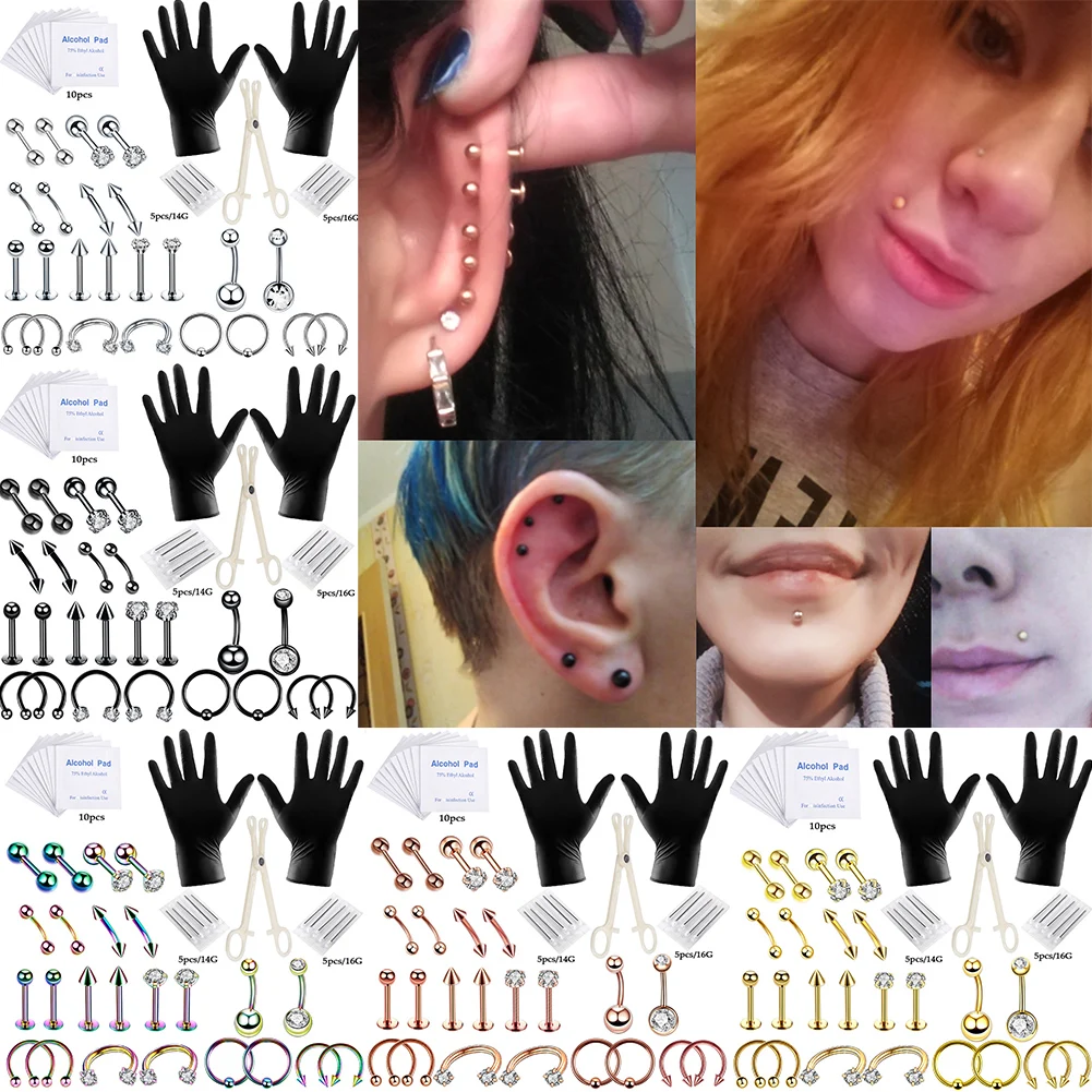 

1 комплект, кольца и перчатки для пирсинга