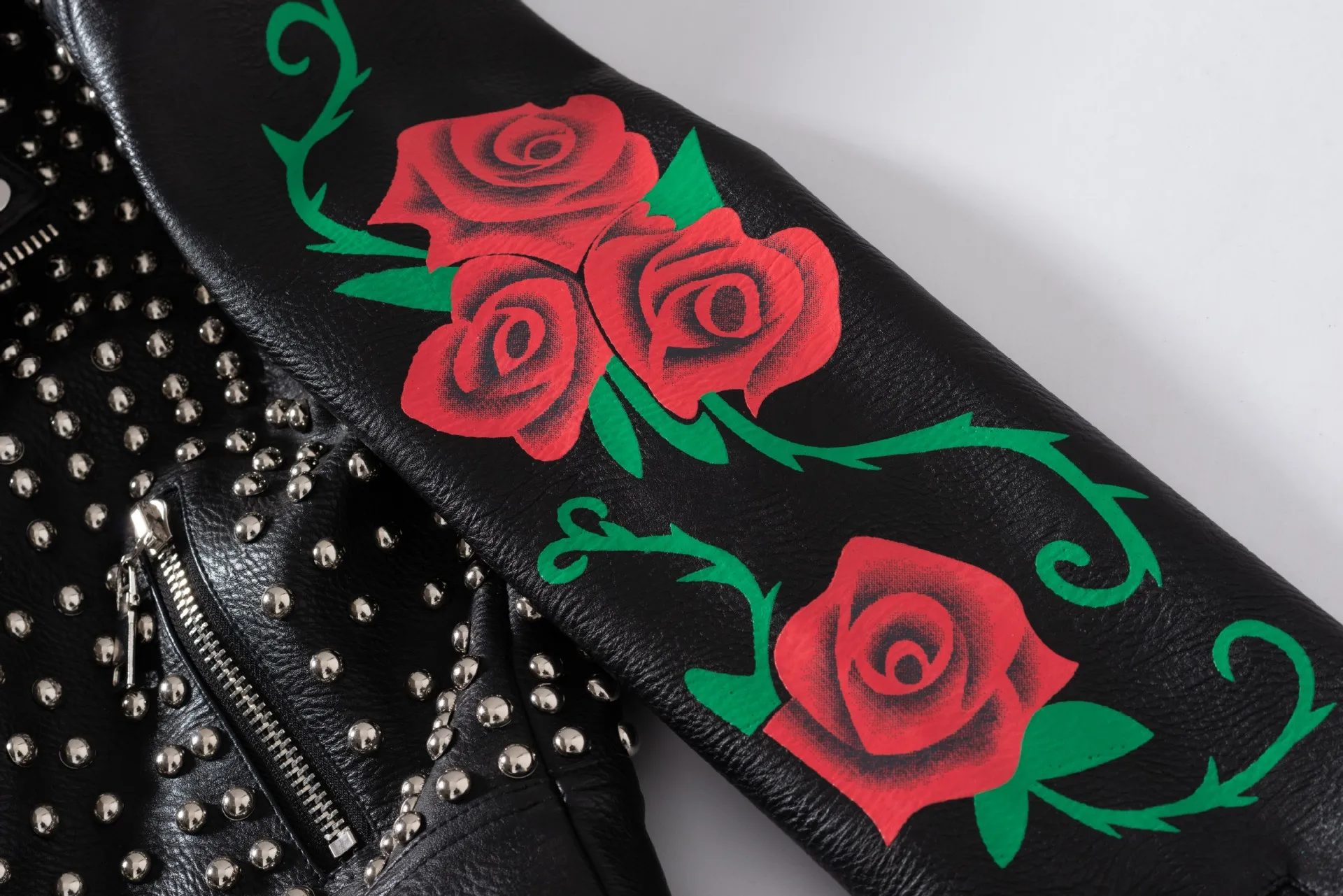 European and American punk style slim rivet motorcycle leather jacket plus size jacket