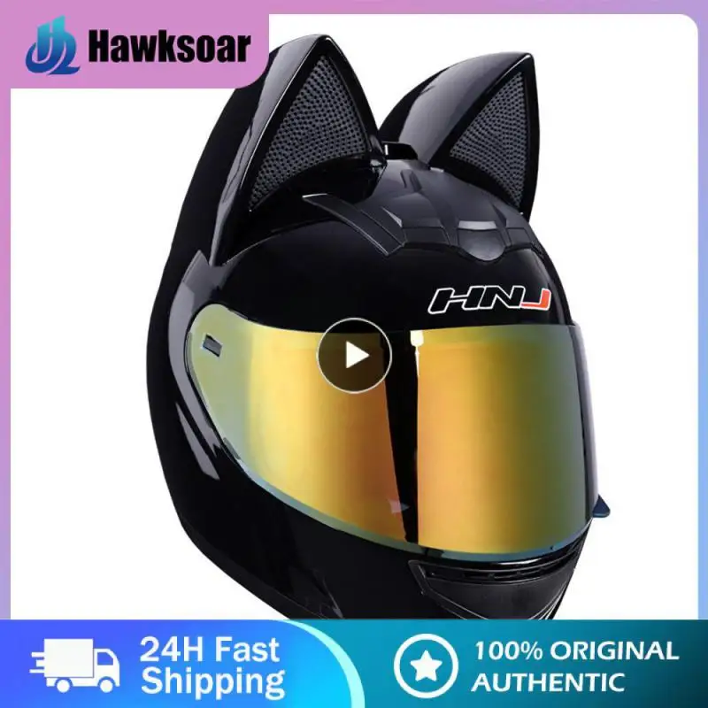 

Breathable Safety Cat Ears Helmet Detachable Helmet Cat Ears Male And Female Motorcycle Helmets Helmets And Headgear Full Face