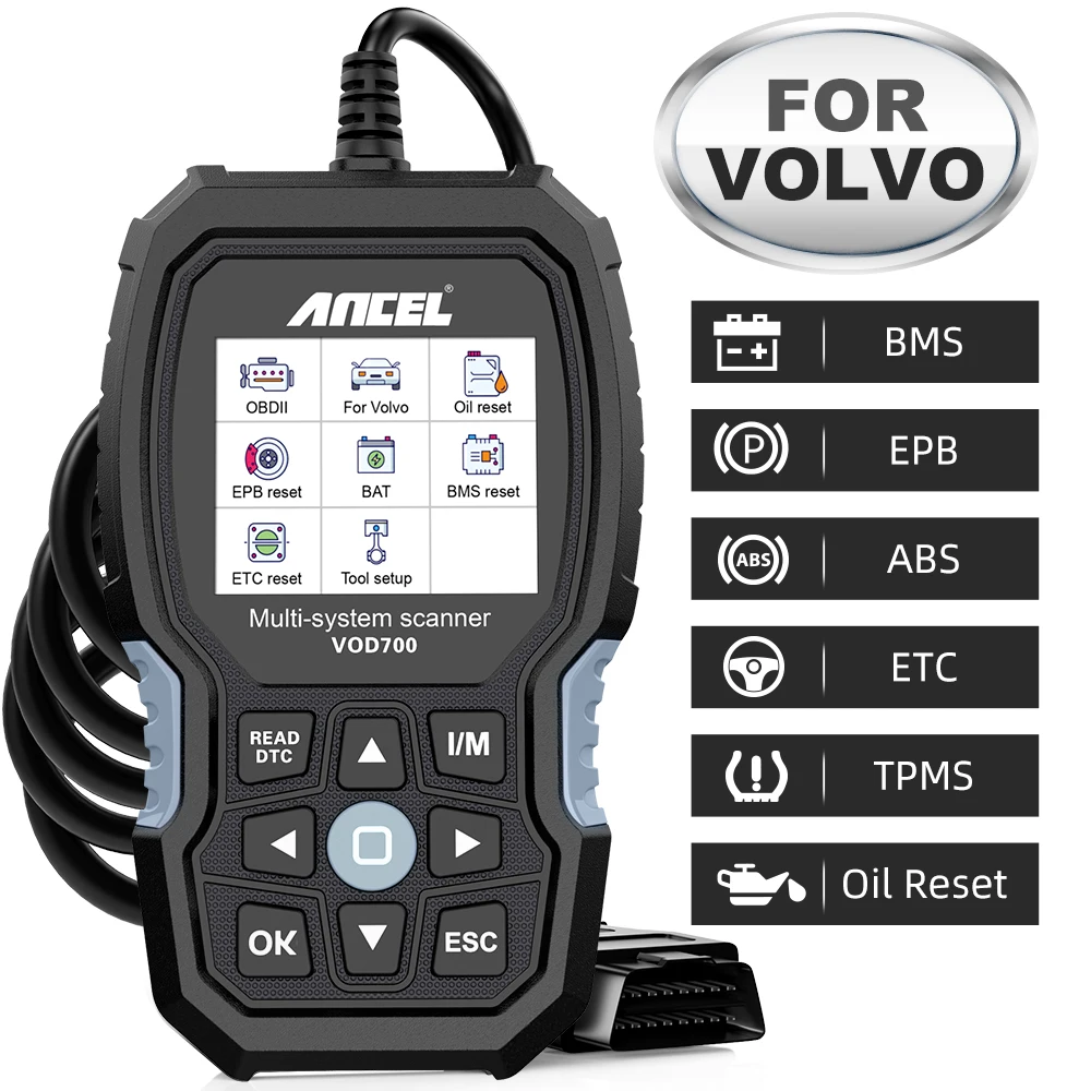 

Диагностический сканер ANCEL VOD700 OBD2 для Volvo, прибор для считывания кодов автомобиля, инструмент для диагностики ABS, инжектора с изливом масла и т. Д.