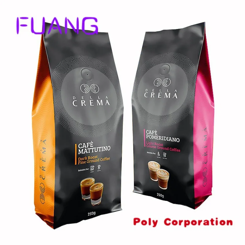 Coffee bags Custom Printed Mylar Bags Flat Bottom Side Gusset Bean Pack Pouch Packaging For Coffee