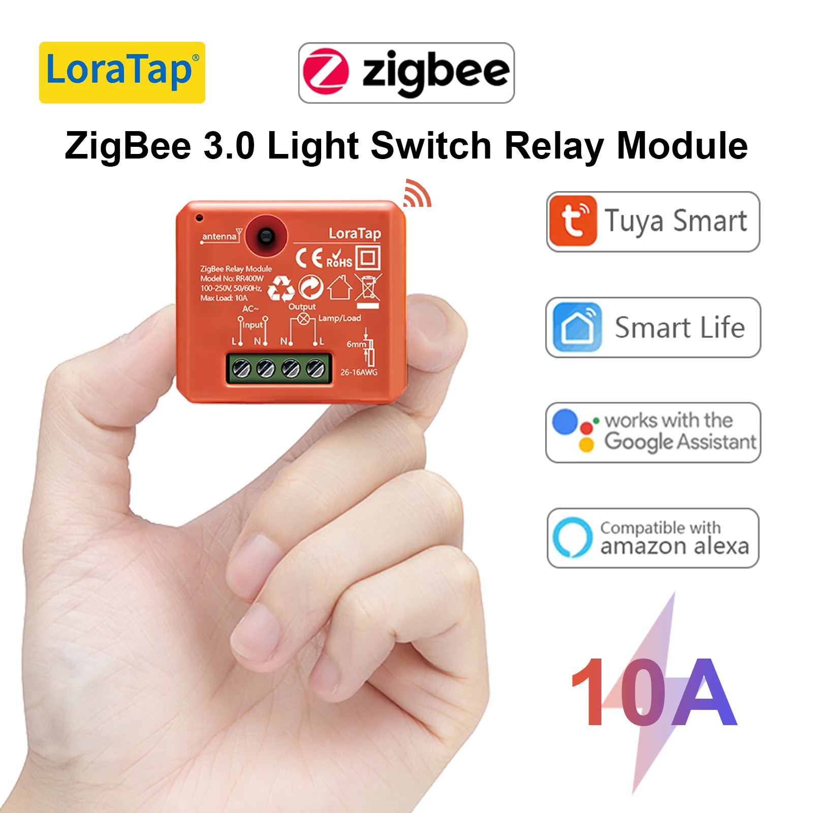 Фото LoraTap Tuya ZigBee 3,0 умный модуль гнезда жизни беспроводной пульт дистанционного управления, работа с эхо Alexa Google домашний голосовой помощник DIY №1