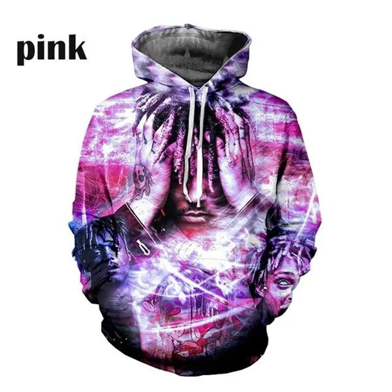 

Весенне-осенние модные топы Juice Wrld с 3d принтом и длинным рукавом с капюшоном, уличная одежда, модные популярные толстовки для детей и взрослых