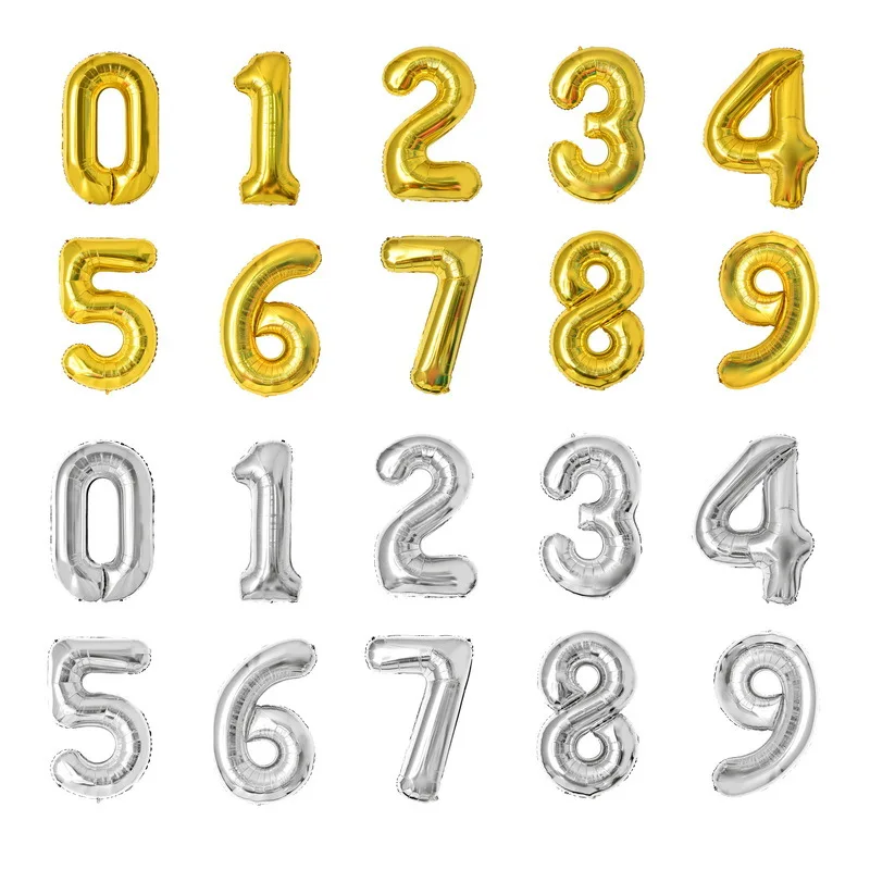 

Gold Silver DIY Foil Number Balloons 16/32/40Inch Digital Globos Birthday Wedding Party Decorations Ballons Baby Shower Supplies