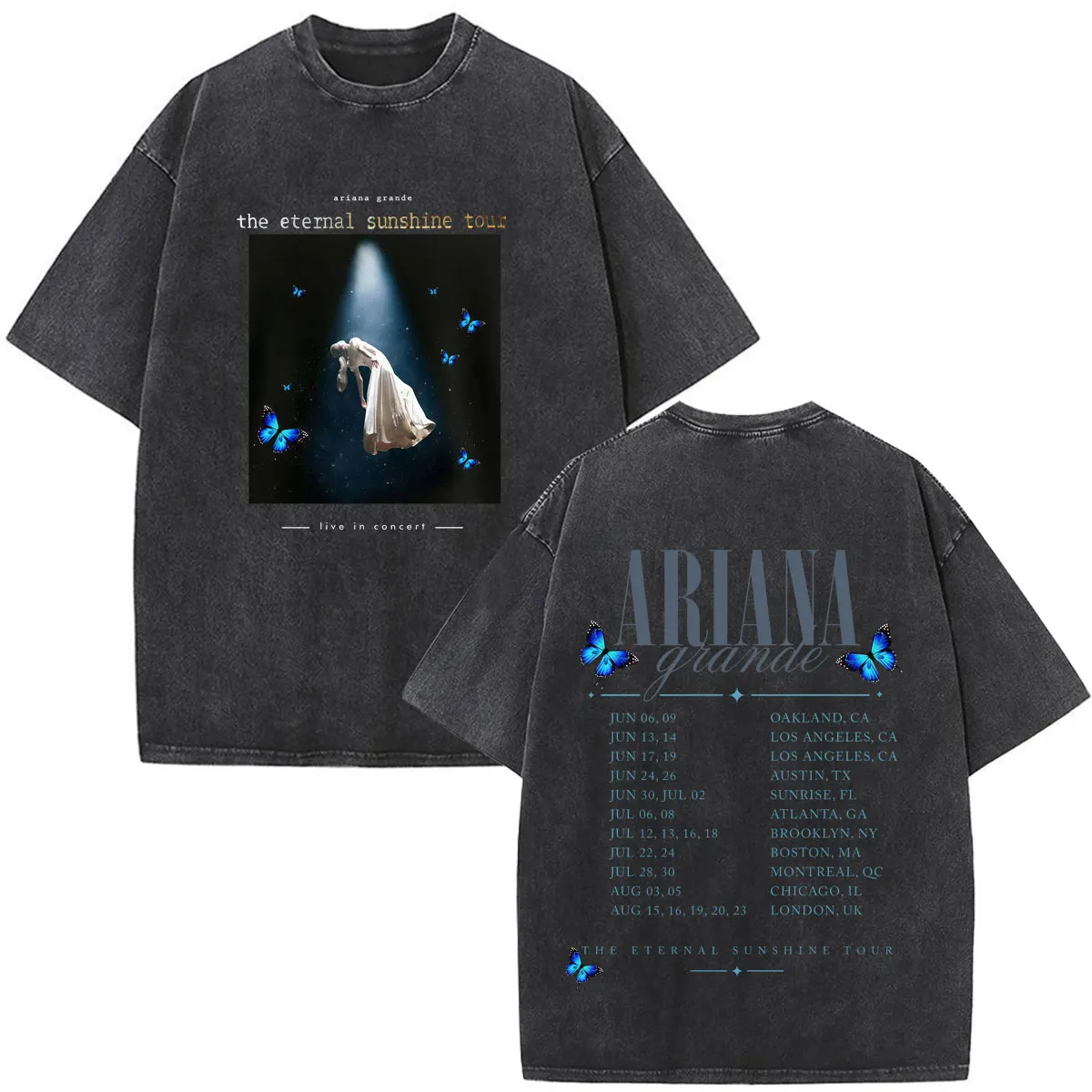 Фото Футболка Ariana Grande Eternal Sunshine Tour 2026 с графическим принтом, модная футболка для мужчин и женщин, эстетичная трендовая хлопковая винтажная футболка с эффектом потертости №4