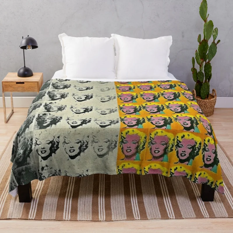 

Fur Throw Blanket Luxury Plain Cover Blanket Andy Warhol Marilyn Diptych Pop Art Throw Blanket 5 sizes/200x180cm