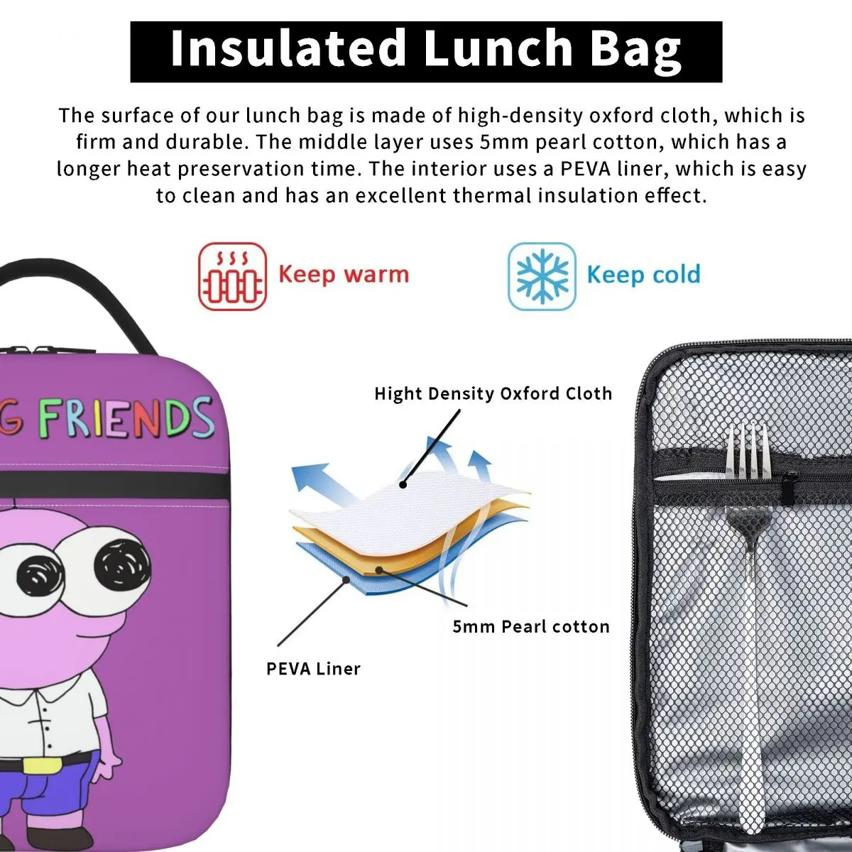 Изолированные пакеты для ланча многоразовая сумка-холодильник улыбающиеся