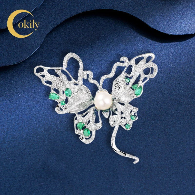 OKILY Винтажная брошь в виде бабочки с кубическим цирконием и лентой Элегантная