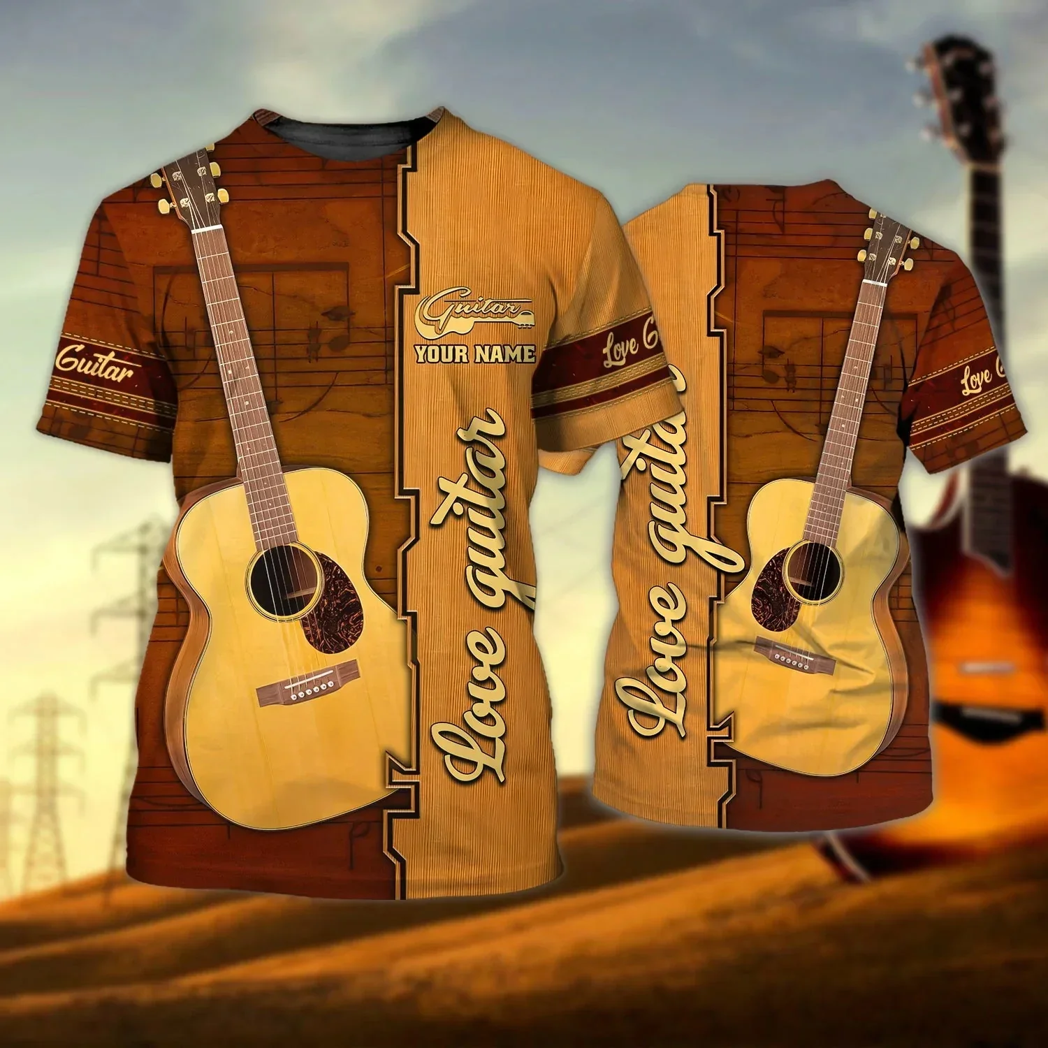 Новейшая летняя мужская футболка с персонализированным названием акустическая