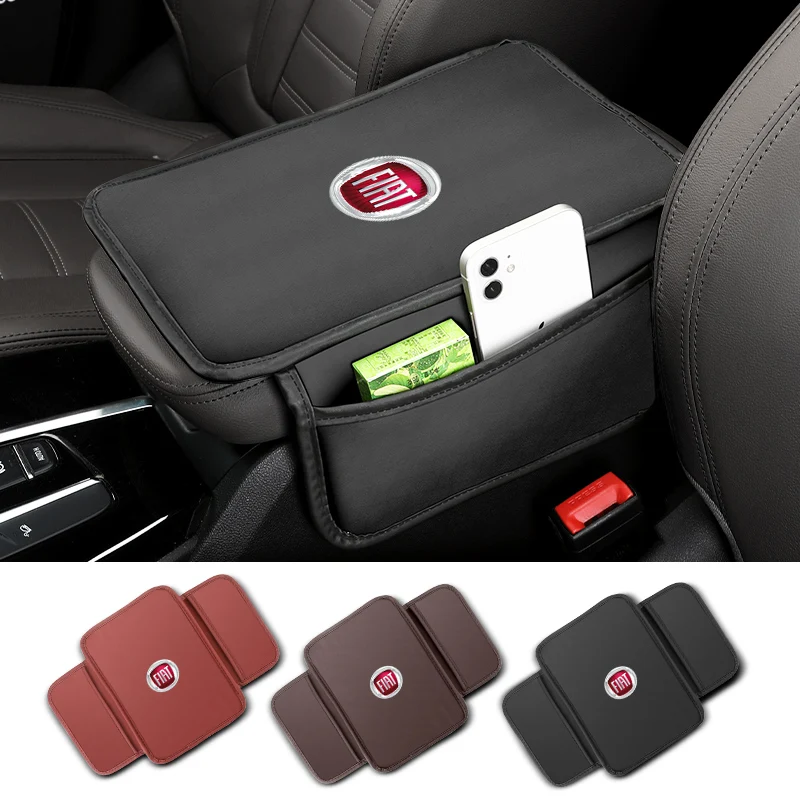 

Car Logo Armrest Sof Pad Center Console Storage Bag For FIAT 500 Grande Punto UNO Tipo Stilo Astra Bravo Panda Freemont Linea