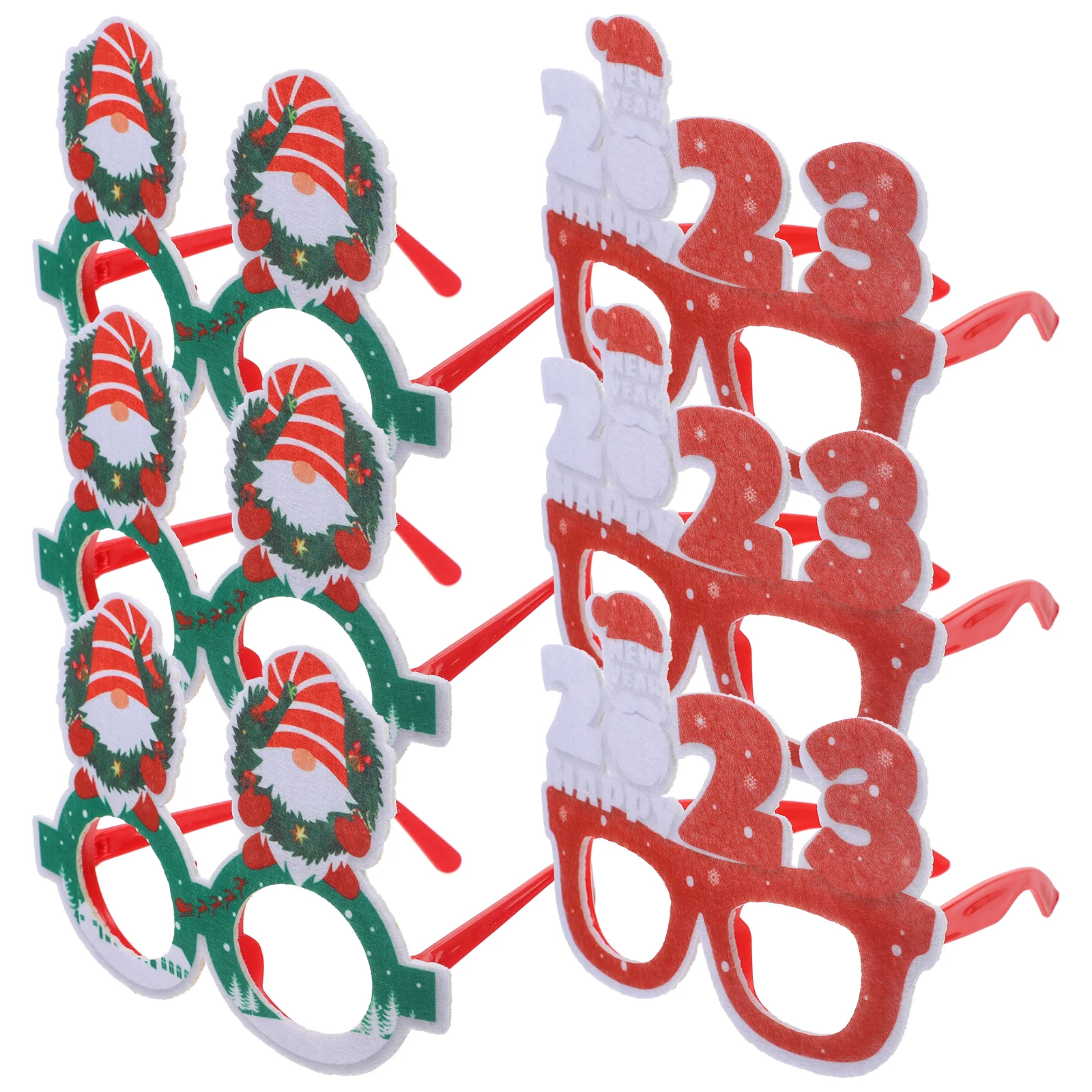 

6 Pcs Christmas Wreath Glasses Decoration Frames Party Prop Xmas Eyeglasses Props Plastic Elder