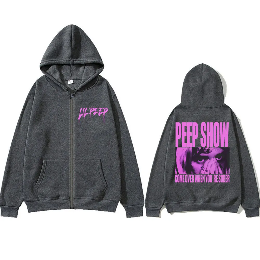 Рэпер Lil Peep Show Толстовка на молнии Модный винтажный кардиган в стиле Харадзюку