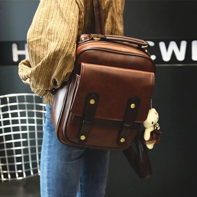 Fashion Backpack Vintage Women's Handbag PU Trend Single Shoulder Bag Student Backpack Short Trip Travel Backpacks сумка женская