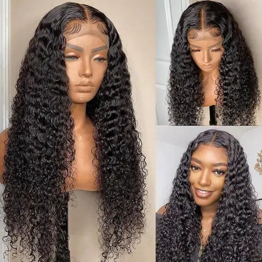 Синтетический парик с глубокой волной для чернокожих женщин сменные мягкие