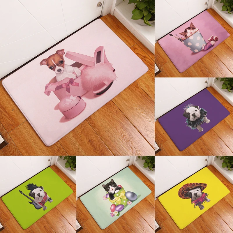 

Funny Dog Cat Pattern Non-slip Doormat Bath Mat Chop Balcony Carpet Welcome Rug Bedroom Home Decor Kawaii Rugs Alfombra Tapis