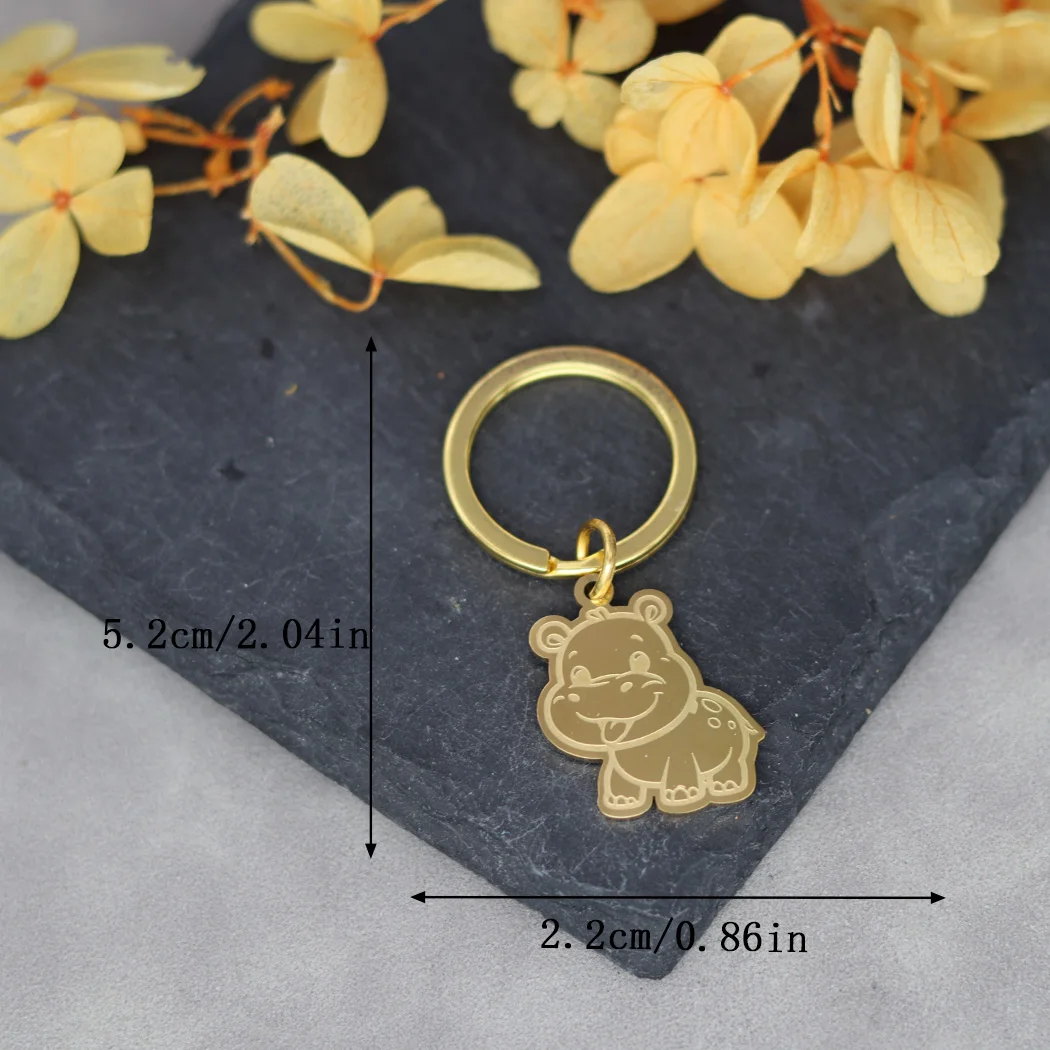 Милый бегемот брелок для ключей из нержавеющей стали кольцо женщин милые