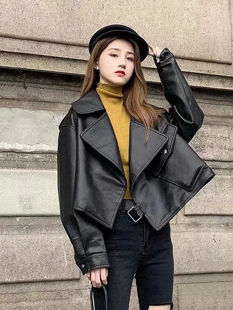 

2023 New Leather Clothes Short Leather Jacket Woman Jacket One Piece Women's Leather Jacket Coats Woman Winter 2022 Sale