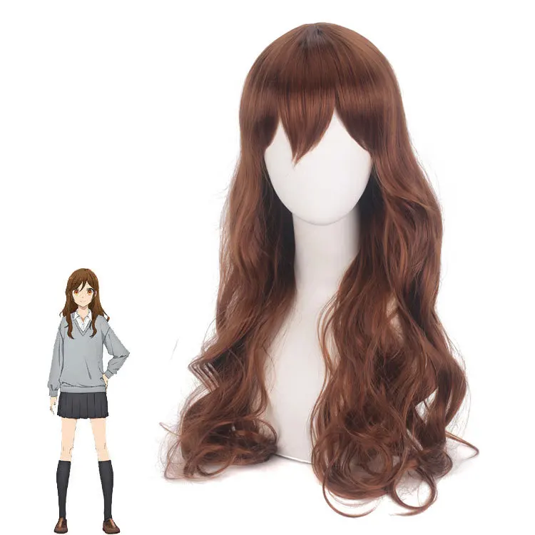 

Парик для косплея Hori Kyoko Kyouko, коричневый длинный кудрявый парик, термостойкие синтетические волосы, парики Hori-san to Miyamura-kun Horimiya