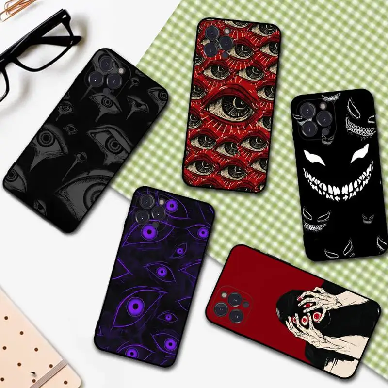 

Scary Face Eyes Phone Case For iPhone 14 13 12 Mini 11 Pro XS Max X XR SE 6 7 8 Plus Soft Silicone Cover