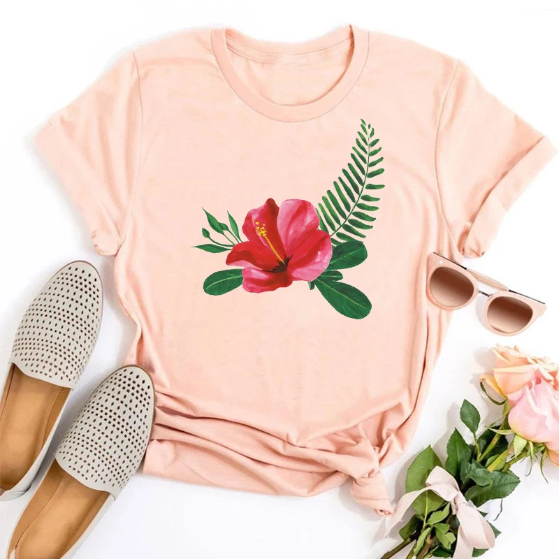 

Beautiful Tropical Flower Clothes Vacation Beach Tee Tropical Plants Tops Hawaii Shirts Floral Aloha Clothing Kawaii Tops M