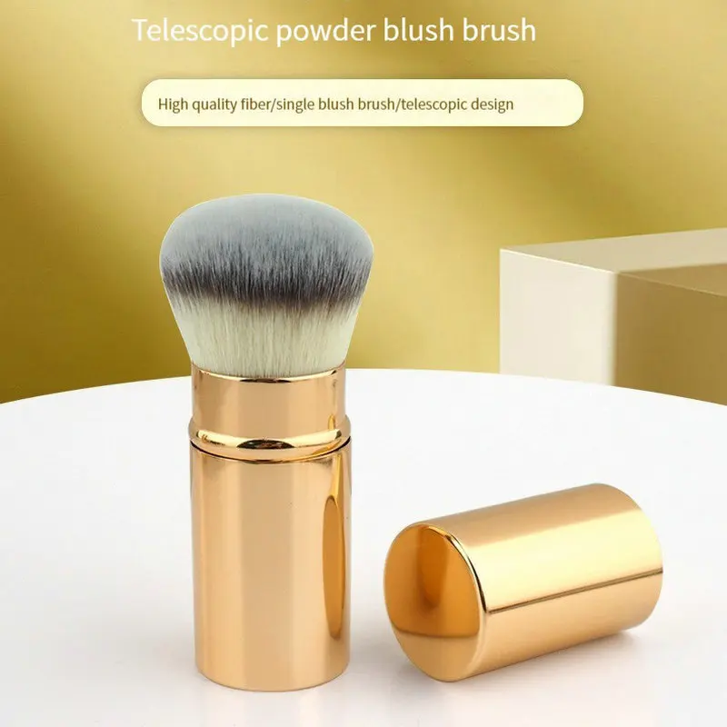 

Retractable kabuki makeup brush foundation brush dense synthetic bristles short portable travel version with lid makeup tools