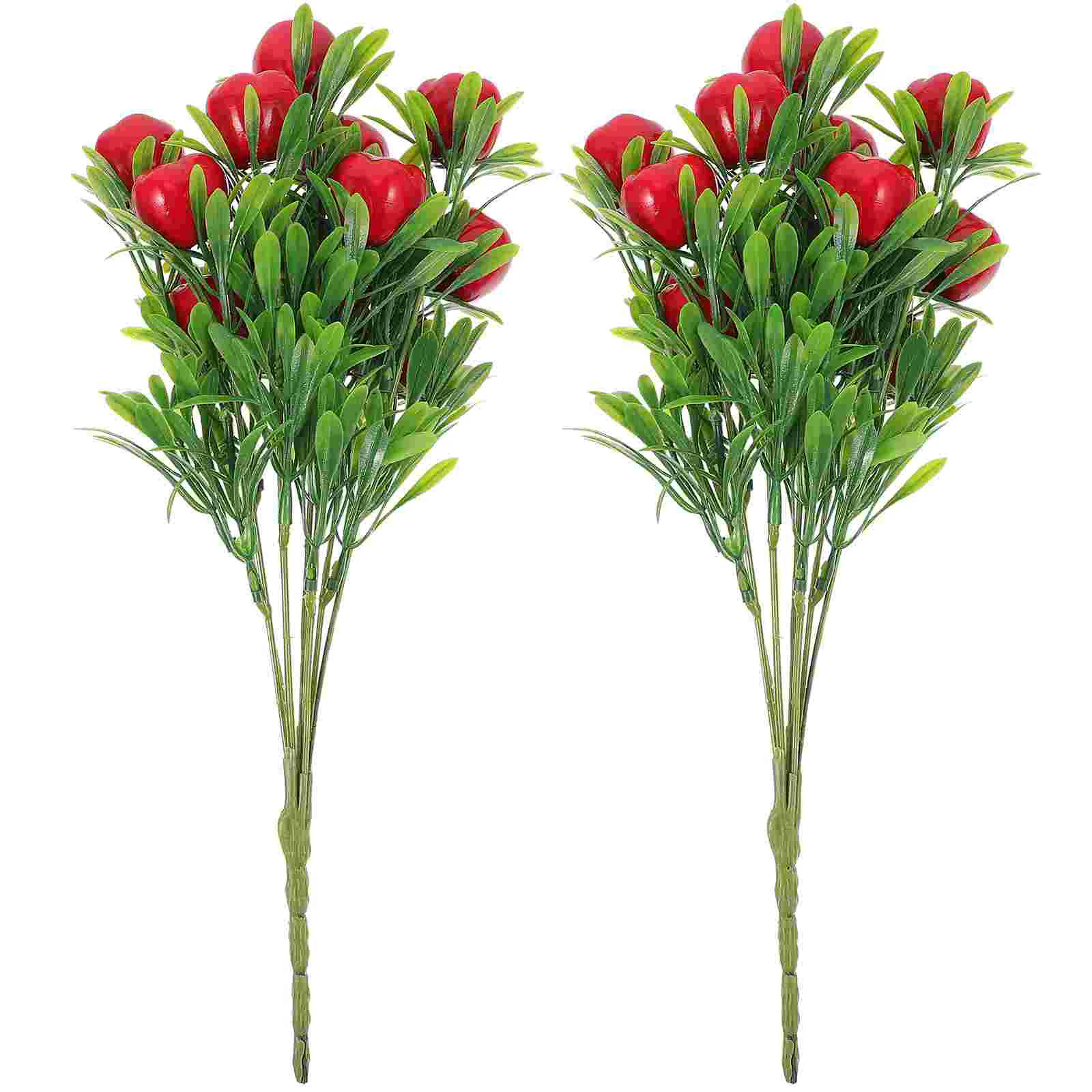 

2 Pcs Light House Decorations Home Flower Branch Lifelike Artificial Fruits Branches Fake Apples Ornament Arrangement Plastic