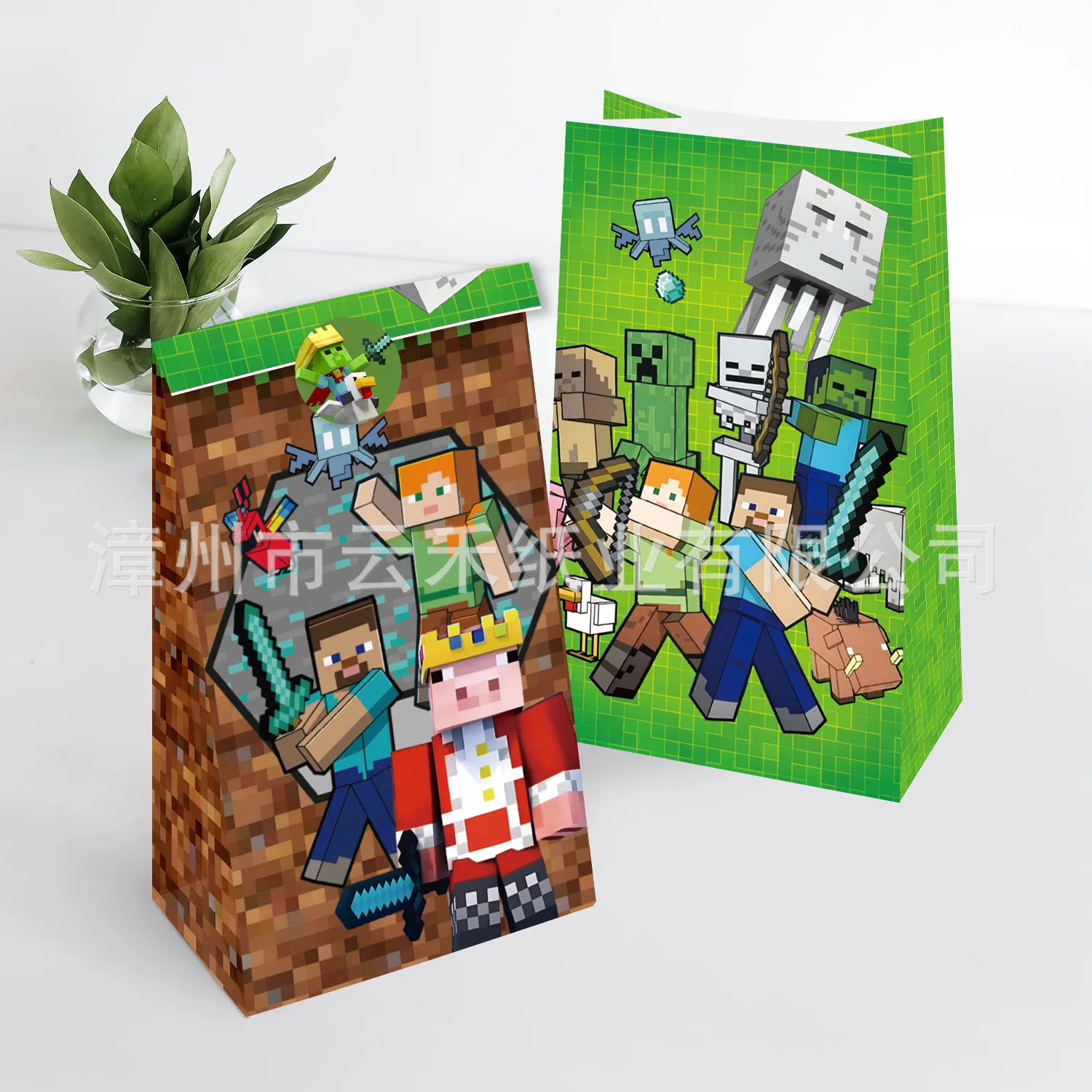 Фото Новая подарочная бумажная сумка в стиле Minecraft для дня рождения, упаковка для конфет, бумажный пакет для хранения №5