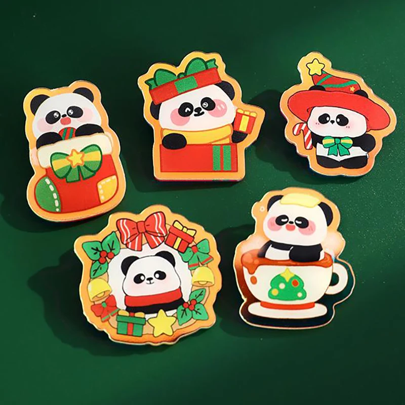 Милая мультяшная рождественская брошь с пандой креативный значок модные булавки