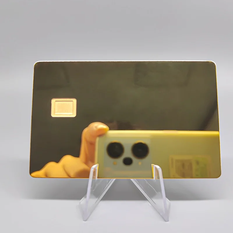 

custom design Customizable 24 K Mirror Gold Blank Metal Credit Card Etched Visa Debit Card Blank Chip Slot and Magnetic Stripe g