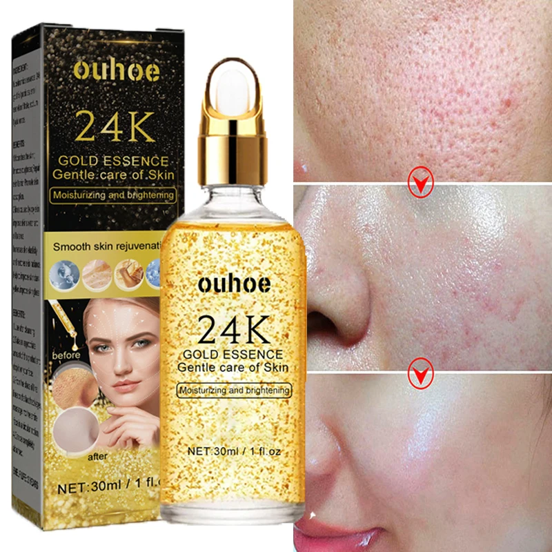 Pore Shrink Face Serum 24K Gold Wrinkle Removal Moisturizing Nourishing Essence Firming Brighten Anti Aging Korean Cosmetics
