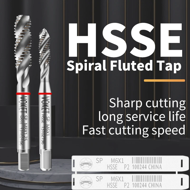 

VOKET HSSE-M35 Стандартный красный кольцевой спиральный рифленый метчик JIS M2 M2.5 M3 M4 M5 M6 M8 M10 M12 M14 M16 M18 M20 Машинные резьбовые метчики