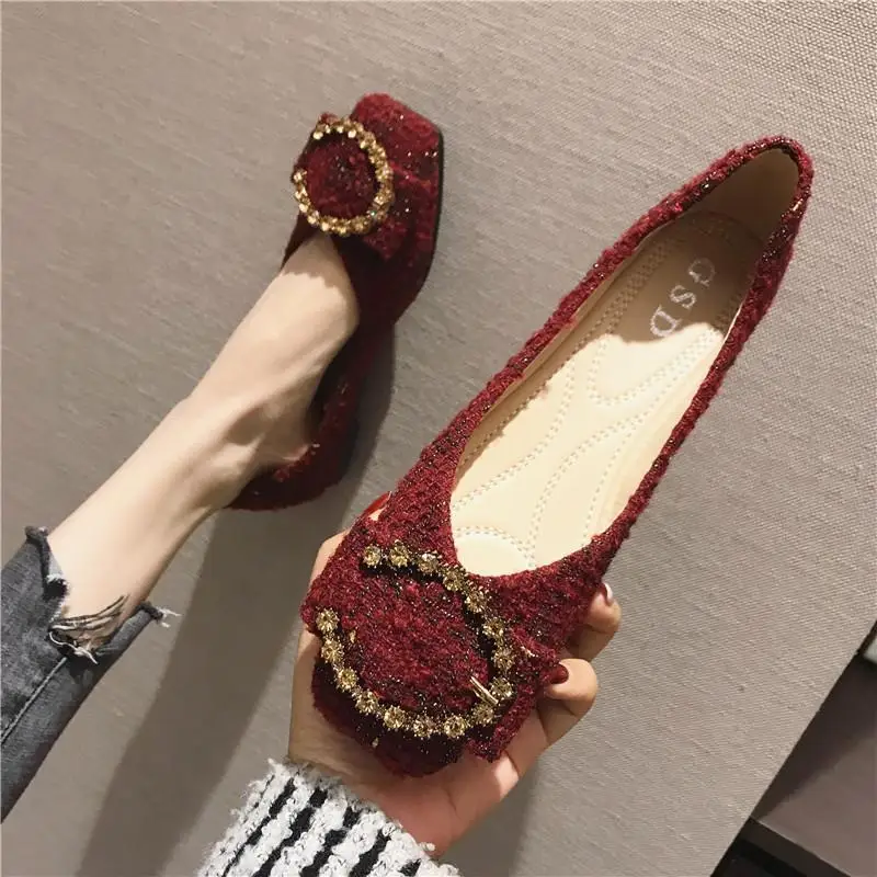 Classic Square Toe Flat Shoes Women Soft Soled Ballets Party Shoes Wedding Shoes Office Shoes 2023 New Zapatos Mujer Size 31-44