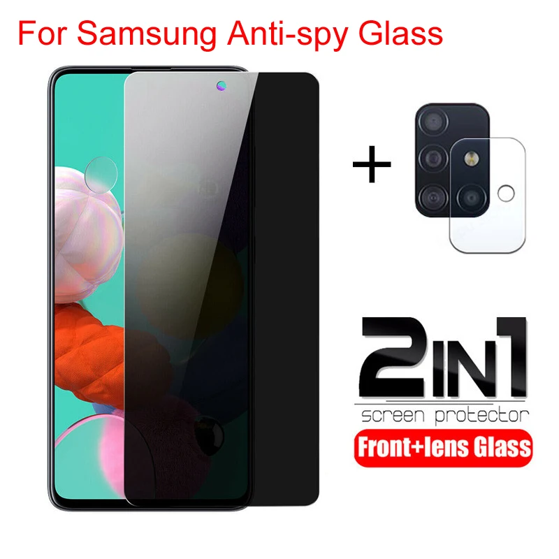 

2 in 1 Tempered Glass For Samsung Galaxy A91 A81 A71 A51 A31 A21s Private Screen Protector For A20 A70 A90 A30 A50 S Anti-Spy