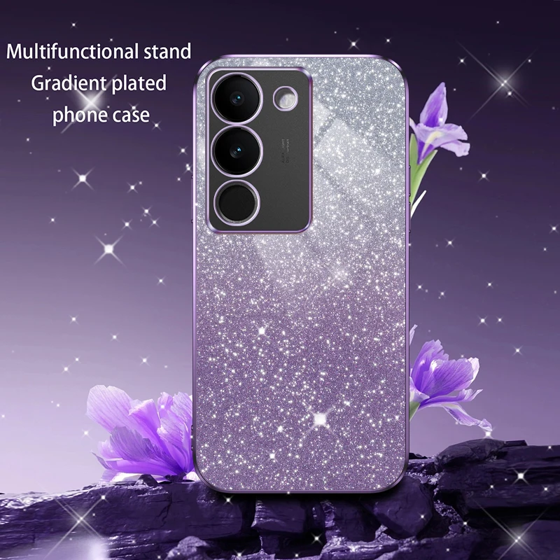 Чехол для VIVO V29 V27 Pro V27E V25E 2023 Блестящий порошковый Гальванизированный Мягкий