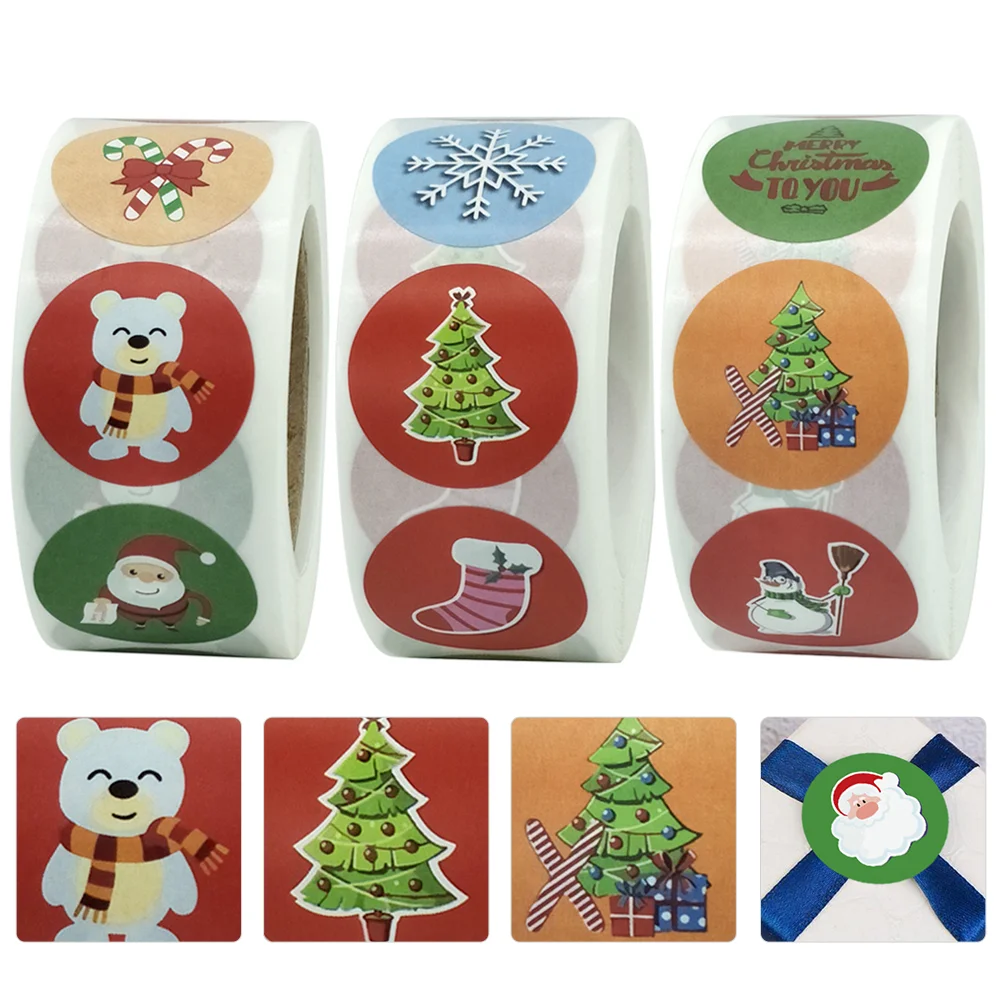 

3 Roll 1500pcs Stickers Attractive Creative Chic Practical Decals for Gift Envelop Book Christmas