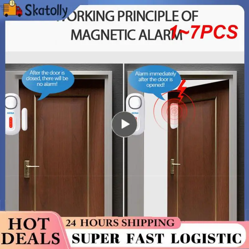 

1~7PCS Wireless Independent Door Magnetic Alarm System 120dB Door Security Alarm Window Door Opening Sensors with Remote Control