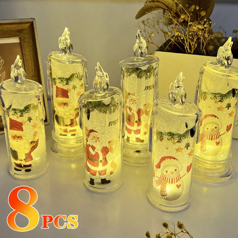 8 шт. рождественские светодиодные разрывающиеся электронные свечи имитация