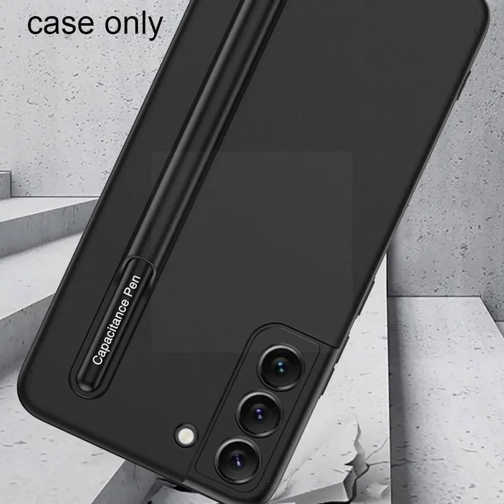 

Чехол для Samsung Galaxy S22 Plus с силиконовой S-ручкой, полная защита телефона, противоударный чехол со слотом, матовый простой чехол для телефона K8H9