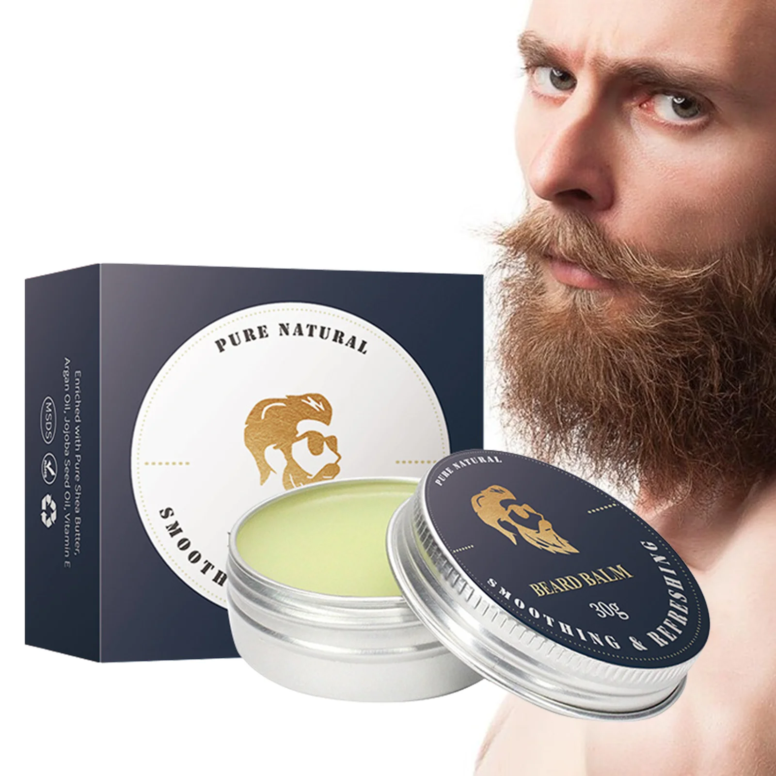 

Beard Cream Balm Natural Men Grooming Beard Conditioner Butter Beard Softener Beard Care Product For Men's Grooming