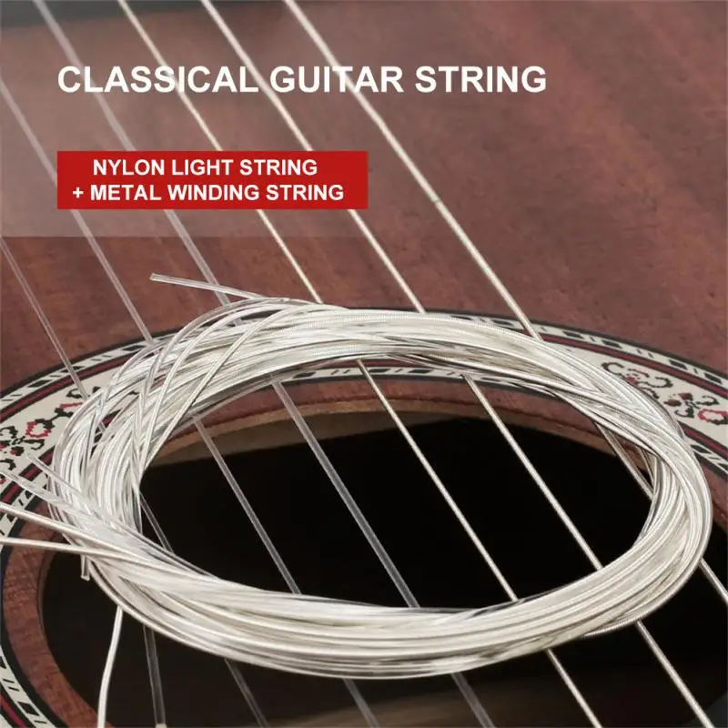 

Набор струн для классической гитары, супер светильник кие нейлоновые Серебристые струны с покрытием, 6 шт.
