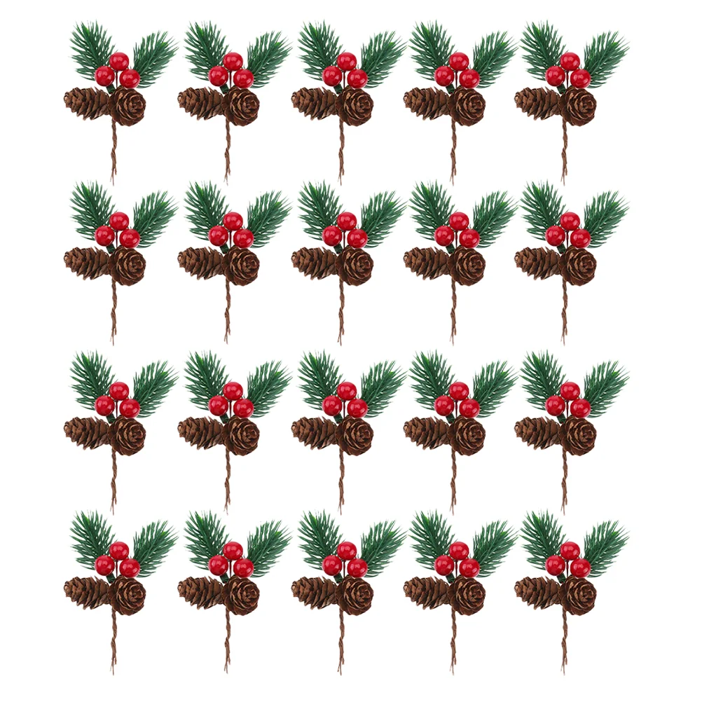 

Christmas Berry Pine Picks Berriestree Stems Conesholly Branches Decorations Red Artificial Fake Flower Branch Decoration Party