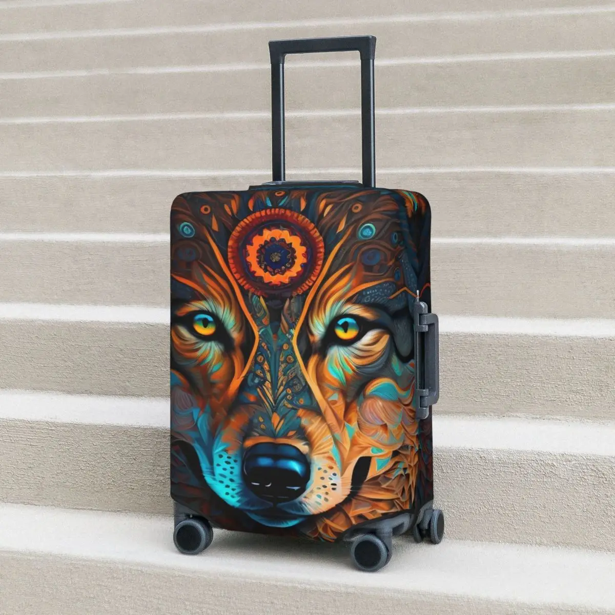 

Abstract Wolf Suitcase Cover Vacation Funny Animal Print Strectch Luggage Supplies Cruise Trip Protection