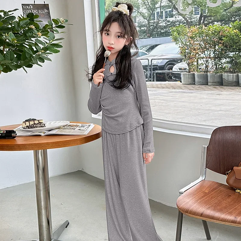 Комплект одежды для маленьких девочек античный комплект новинка 2024 Весенняя