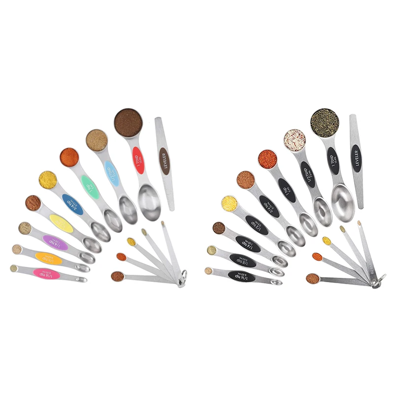 

LBER Measuring Spoons Set,Double Sided Magnetic Measuring Spoon,1 Leveler,5Mini Measuring Spoons,For Dry,Liquid Ingredients