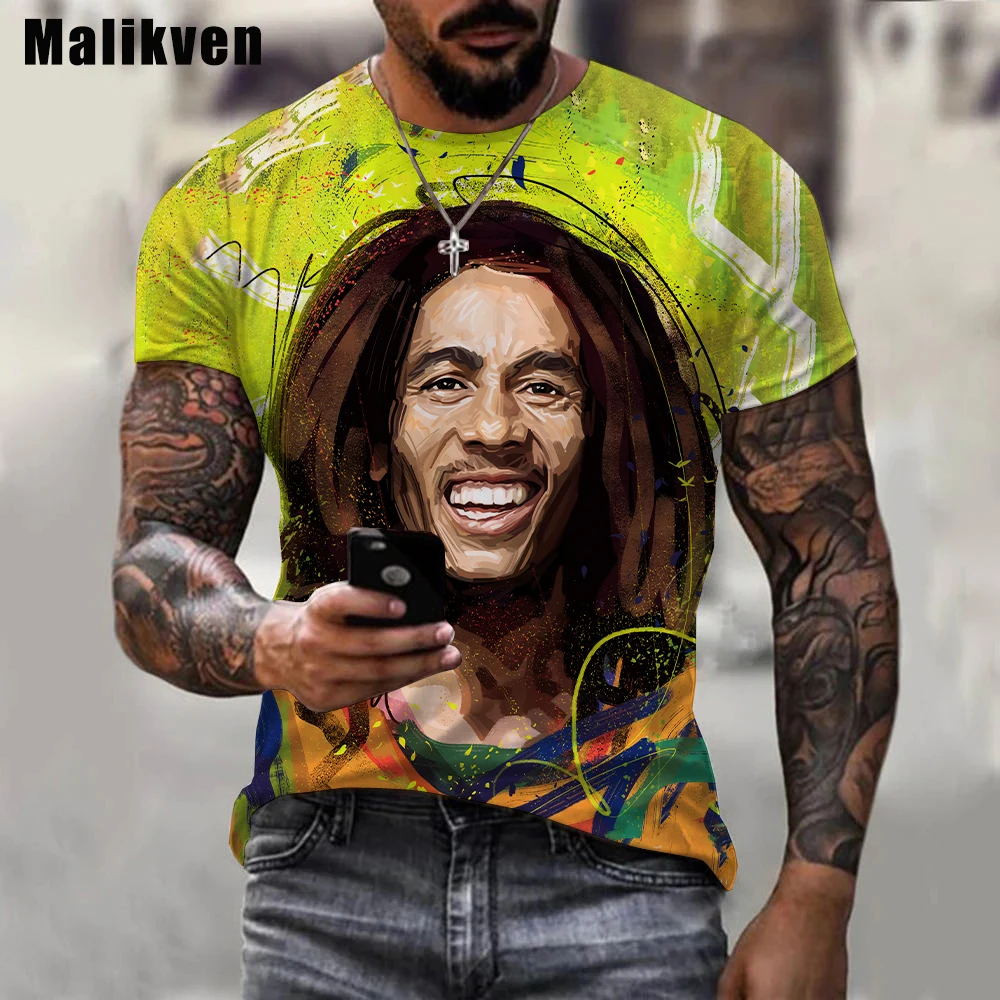 

Повседневная мужская футболка в стиле Харадзюку, футболка с рисунком Боба Марли, регги, певица, Боб, Марли, забавная Мужская футболка с корот...