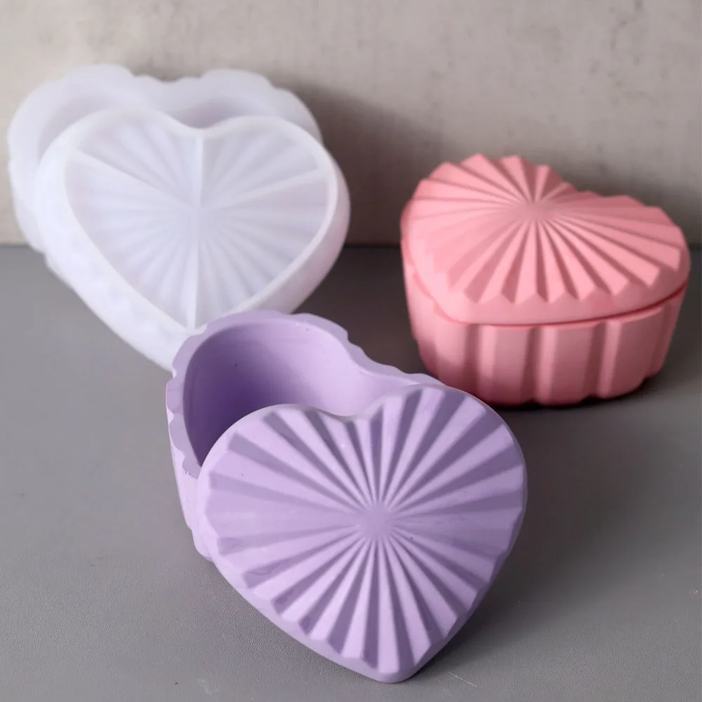 Silicone Mold Heart Shape Candle Jar Craft Gift Making Plaster Resin Casting Molds Home Decor Supplies