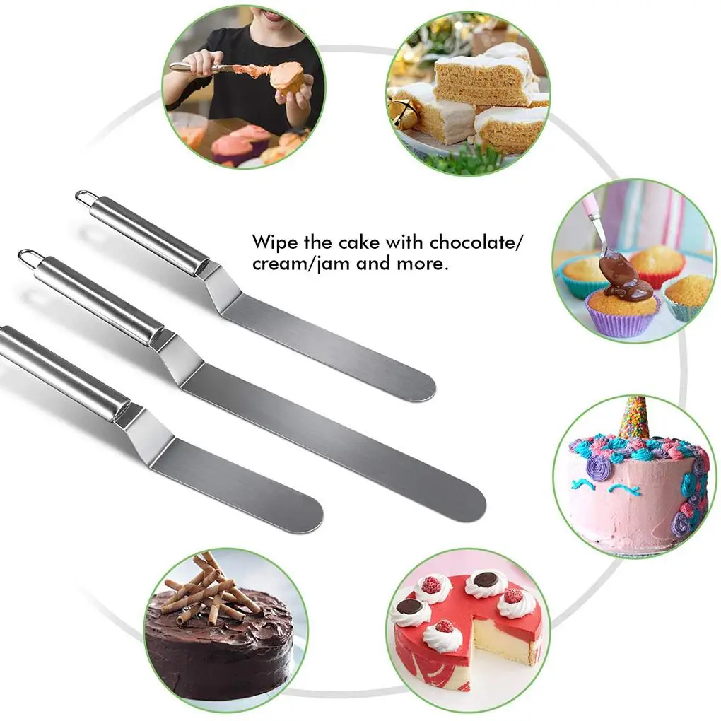 

Stainless Steel Cake Spatula Metal Handle with Hole Cake Decorating Spatula Baking Tool 10"