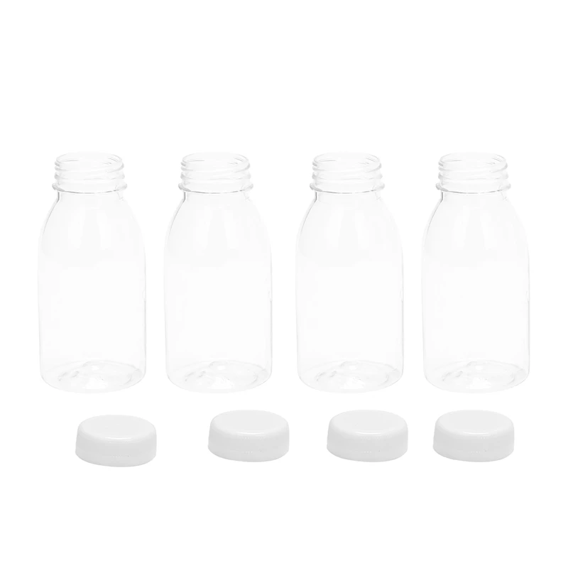 

250ML Plastic Bottles With Caps, Clear 59Pcs - Empty PET Juice Containers Bottle In Bulk, White Tamper Resistant Lids