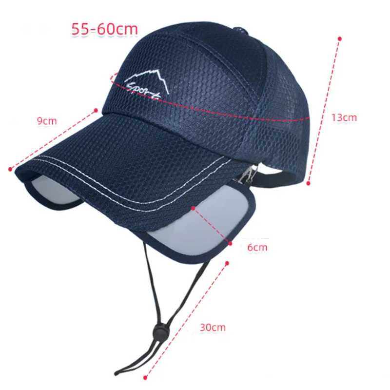 Baseball Cap New Style Sport Hat Adjustable Brim with Windproof Rope for Man Women Outdoor Sun Hat Breathable Material